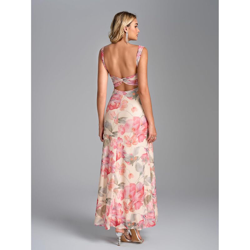 Vestido Midi Floral Parthea con Escote Cuadrado... image number null