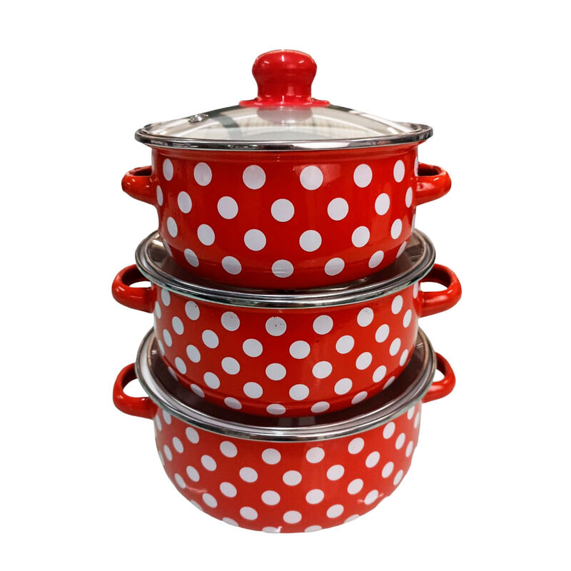 Juego de ollas roja de Peltre con tapa 6 pz Goo... image number null