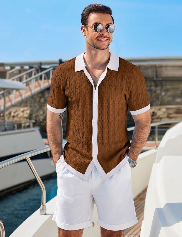 Camisa Coofandy De Punto Canal Con Botones Y Ma... image number null