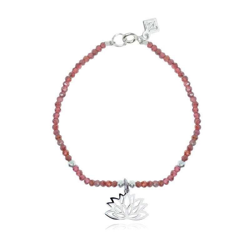 Pulsera Flor de Loto de Plata Con Granate image number null