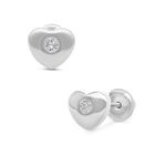 Broqueles De Corazon En Oro Blanco 14k Con 6.5pts De Diamante (2mm Aprox)
