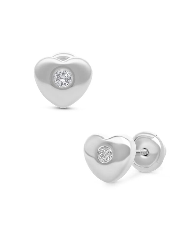 Broqueles De Corazon En Oro Blanco 14k Con 6.5p... image number null