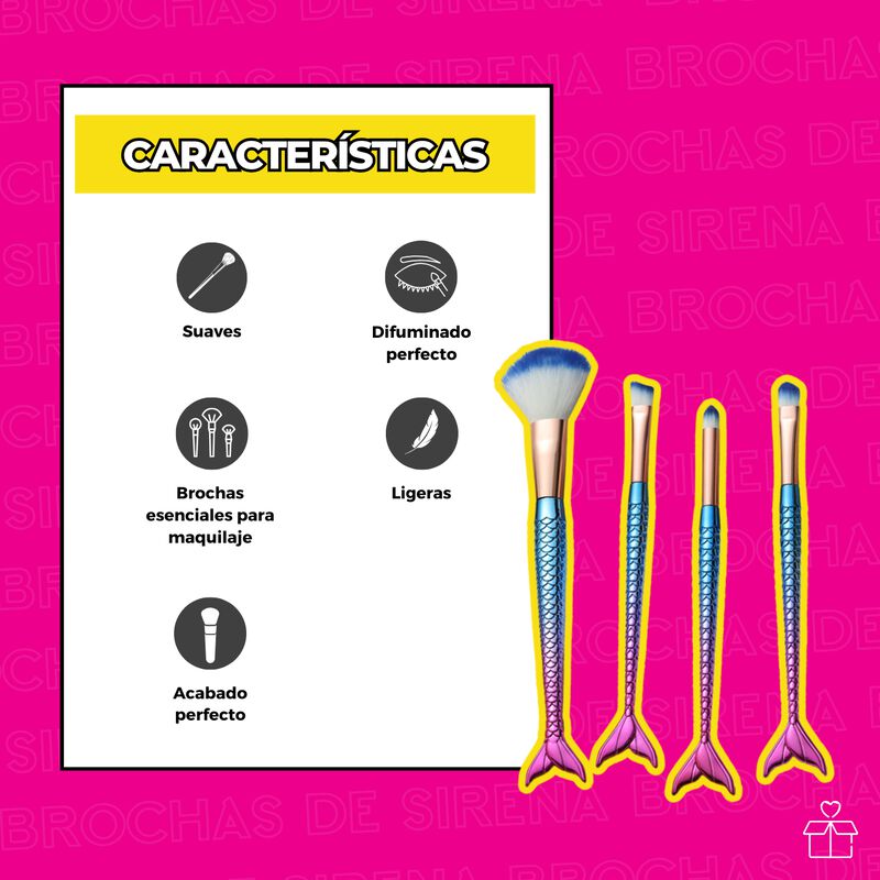 Brochas Sirena Maquillaje De 4pz Rostro Tornaso... image number null