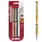 Set De 3 Bol&iacute;grafos De Gel Uni‑ball Signo Impact 1,0 mm Met&aacute;licos
