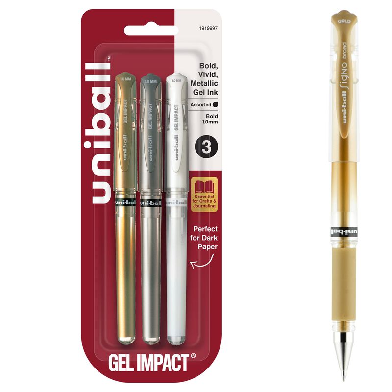 Set De 3 Bol&iacute;grafos De Gel Uni‑ball Signo Impac... image number null