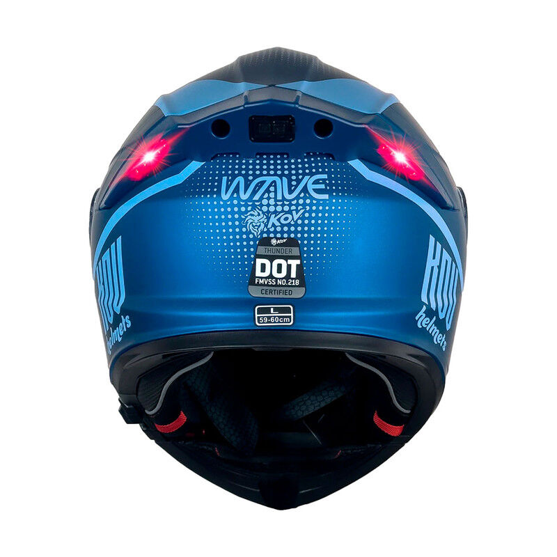Casco Kov Thunder Waves Azul Con Led Xxl image number null