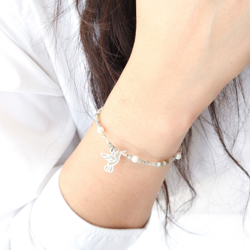 Pulsera Suerte Charm Colibr&iacute; de Plata con Piedr... image number null