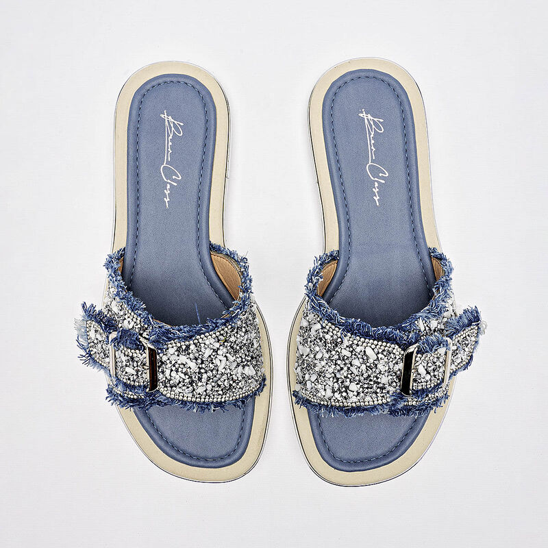 Been Class sandalia piso para mujer azul plata ... image number null