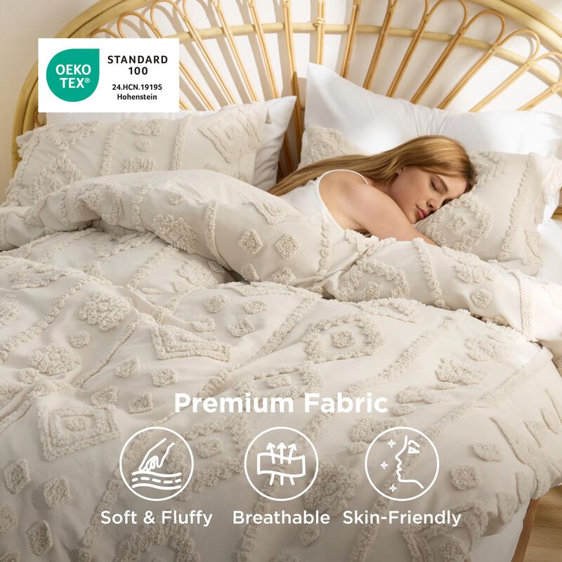 Juego De Edred&oacute;n Bedsure King Size Beige Con Ac... image number null