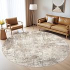 Alfombra Redonda Loongrug 152 cm Lavable Color Neutro Marr&oacute;n Y Beige