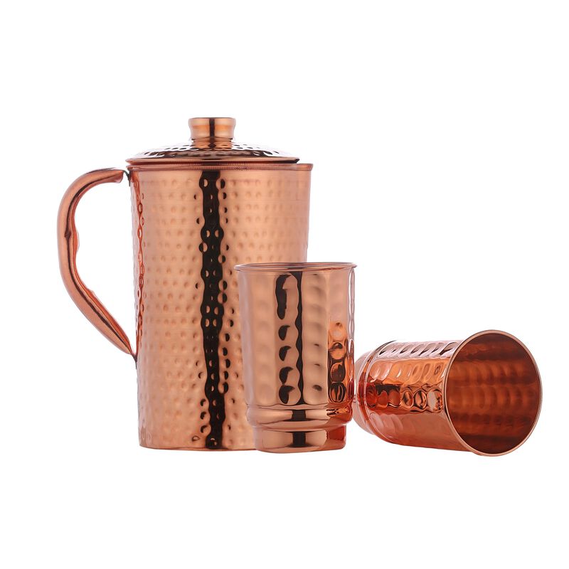 Juego De Jarra Y Vasos De Cobre Healthgoodsin 1... image number null