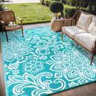 Alfombra Impermeable Para Exteriores Findosom, 183 X 274 Cm, Reversible, Azul