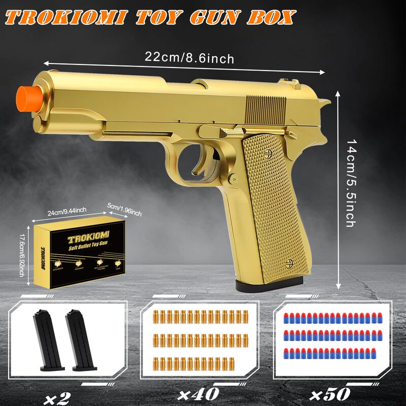 Pistola Toy Gun Trokiomi Gold Soft Bullet Con 2... image number null