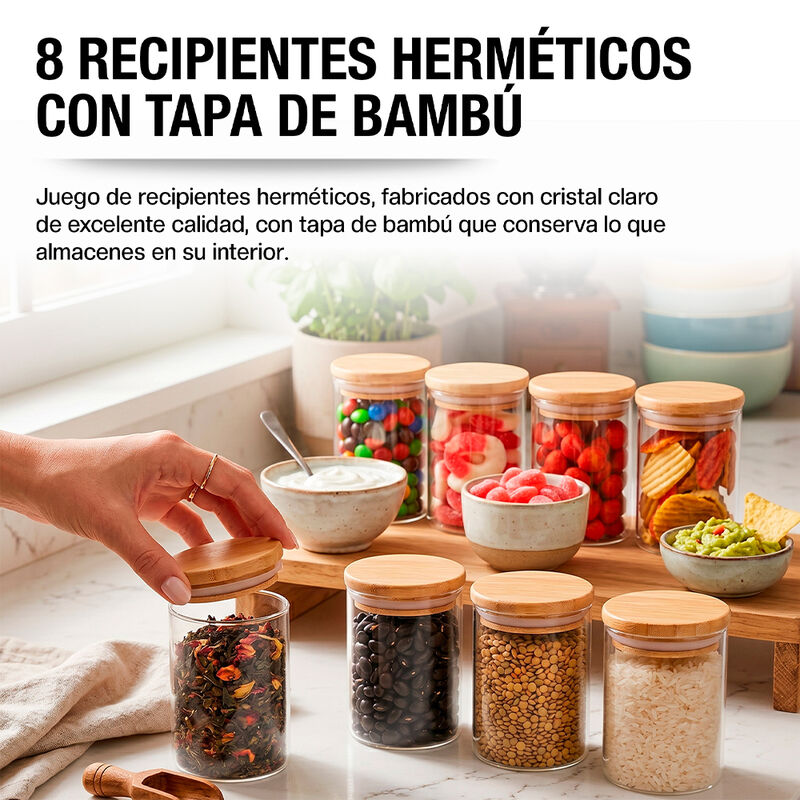 Recipientes Herm&eacute;ticos de Vidrio con Tapa de Ba... image number null