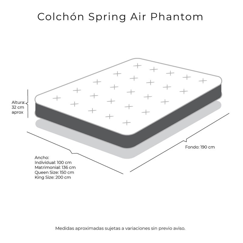 Colchón Queen Size Spring Air Phantom + Almohad... image number null