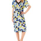 Vestido Corto de Viscosa con Cuello en Pico y Manga Corta Negro