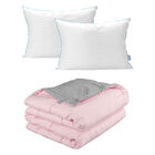 Edred&oacute;n Doble Vista Rogga King Size Gris Perla-rosa + 2 Almohadas Royal Twin