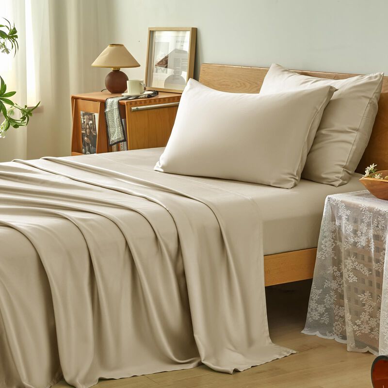 Juego De S&aacute;banas Homiest King Beige 4 Piezas De... image number null
