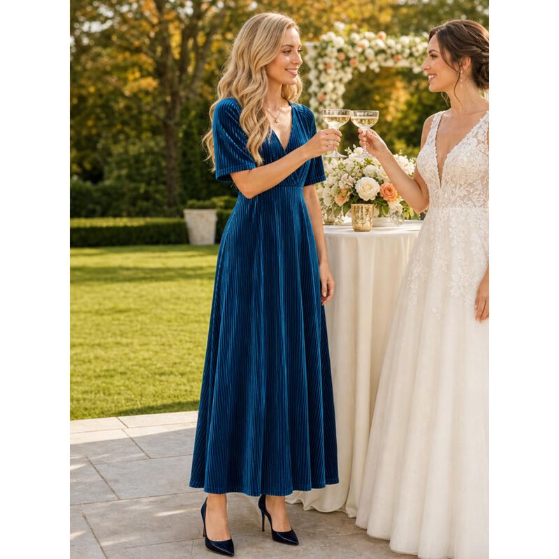Vestido Maxi de Terciopelo Sissyaki Azul XL con... image number null