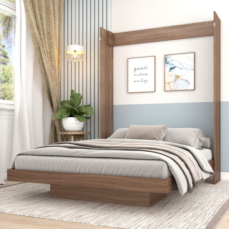 Cama Matrimonial Abatible Con Estantes Caf&eacute; CB9... image number null