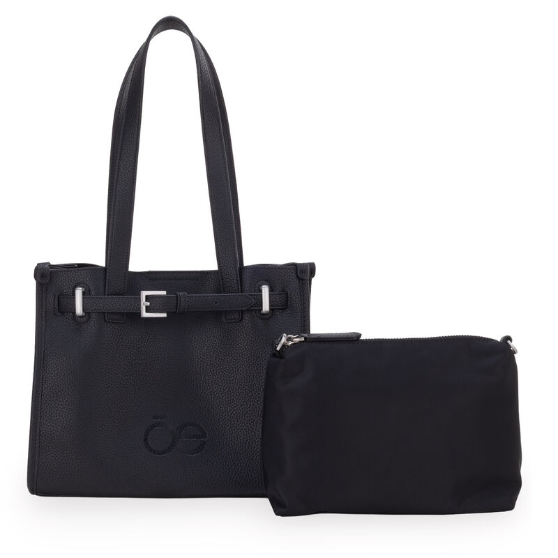 Bolsa Tote Maxi Con Hebilla Decorativa Color Ne... image number null
