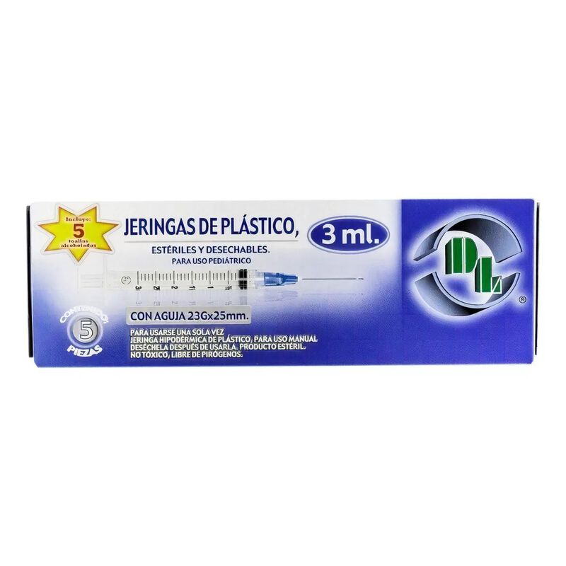 Jeringa Dl 3ml 23x25 Con 5 Piezas Capacidad En ... image number null