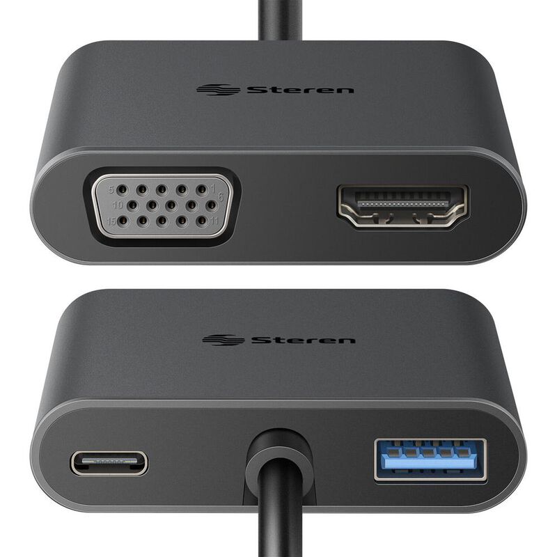 Steren Adaptador USB C a HDMI/VGA/USB 3.0/ USB ... image number null