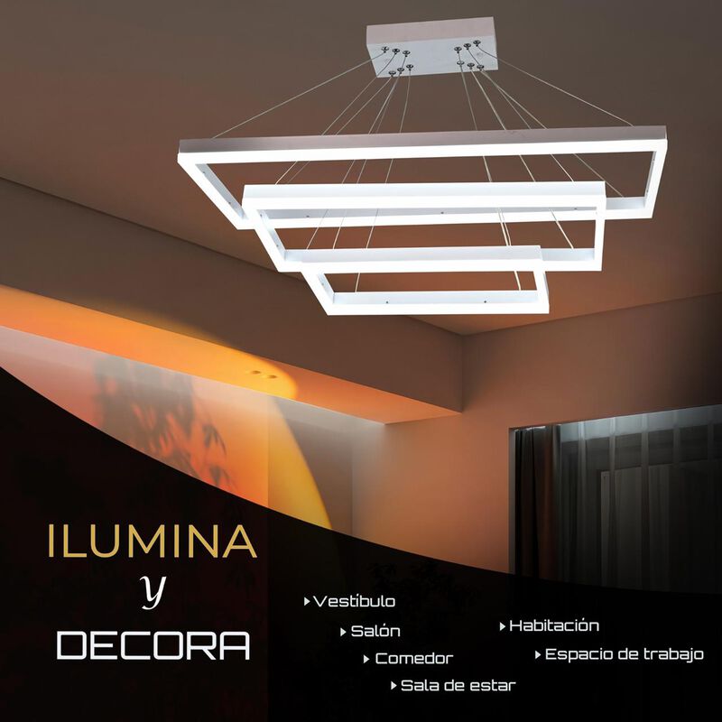 L&aacute;mpara Moderna Colgante 3 Rect&aacute;ngulos (Blanco) image number null