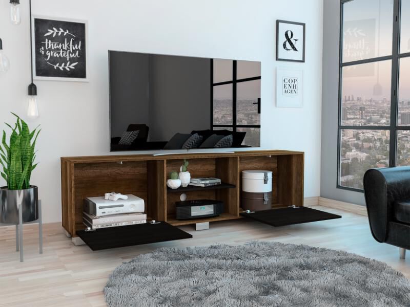 Mesa Para Tv Clasic Cobre Y Wengue Virtual Mueb... image number null