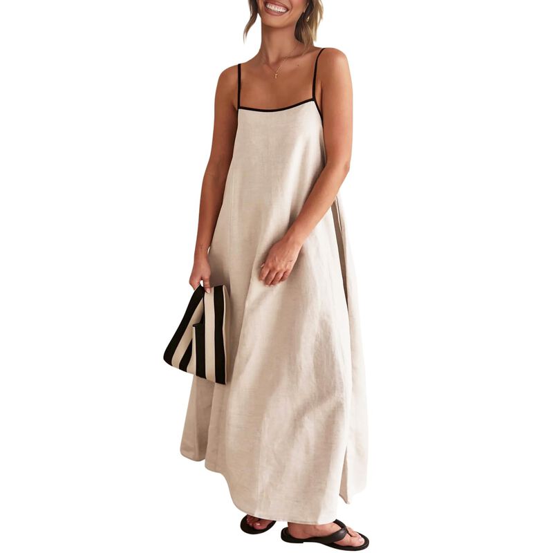 Vestido Maxi Boho de Lino Shy Velvet con Tirant... image number null