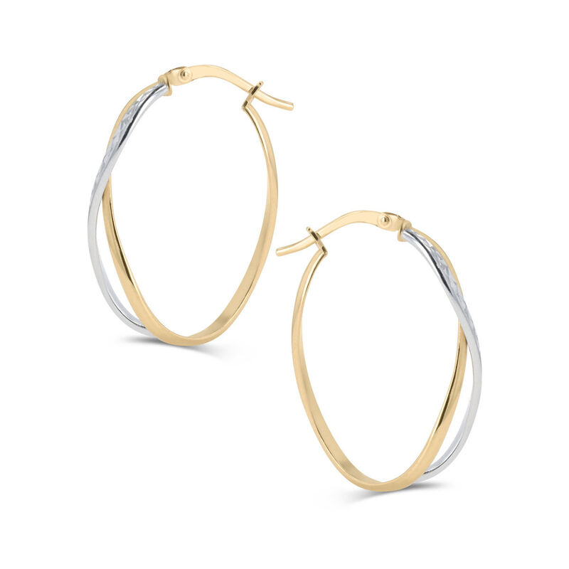 Arracadas Bicolor Diamantado Oro 10k 25x17mm | ... image number null