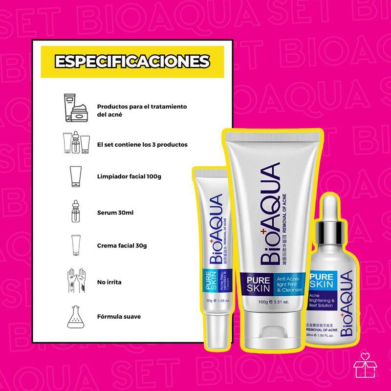 Set de 3 Pure Skin Bioaqua Retira Acné Espinill... image number null