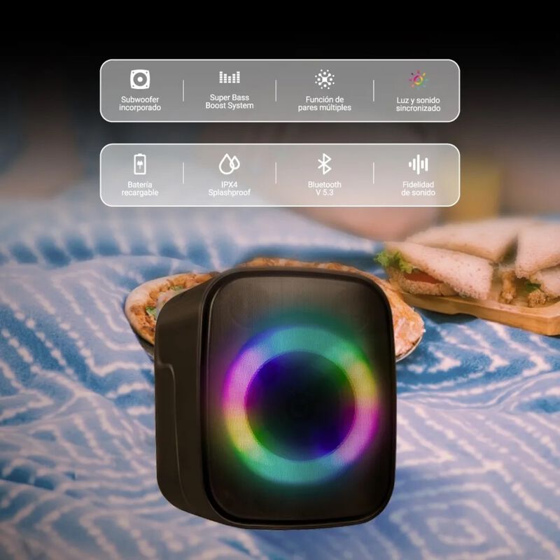 Bocina Hyundai Hyspbt10 Bluetooth 120w Luces Le... image number null
