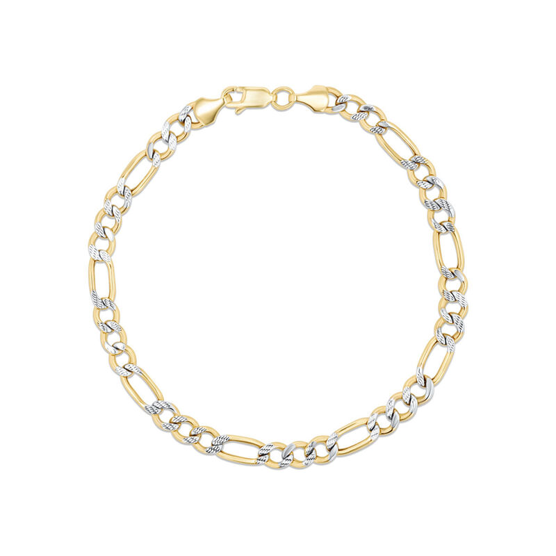 Pulsera De Oro Amarillo Con Platinado 14K 3X1 (... image number null