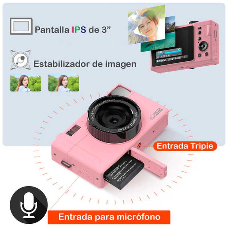 Cámara Digital Vak Cdr1 Lcd 3' 24mp Video Efect... image number null