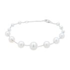 Pulsera Oro Blanco 14k Con Perlas Blancas 3-8mm Taiw-1pb