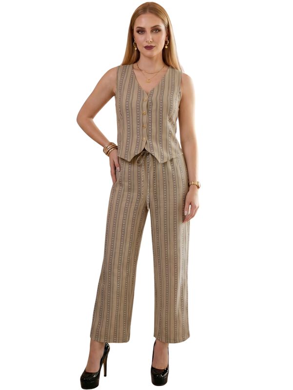 Conjunto 2 Piezas A Rayas, Chaleco Con Botones ... image number null