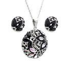 Collar y Aretes de Mujer Plata .925 Circulo Zvezda