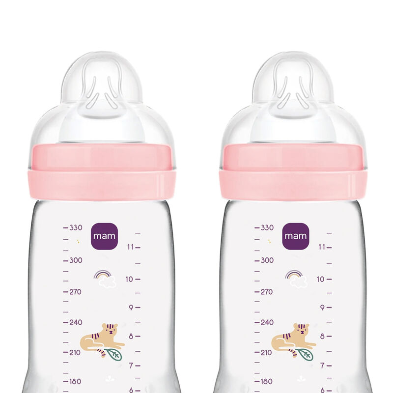 Biberón Mam Anticólicos 11oz 2pz Rosa Tigre image number null