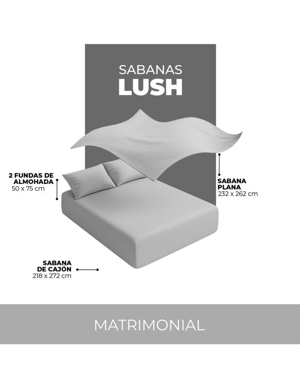 Juego de S&aacute;banas Lush 300 Hilos 100% Algod&oacute;n Gr... image number null