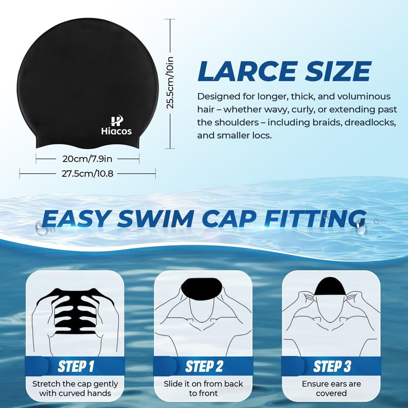 Gorro De Nataci&oacute;n Hiacos Para Pelo Largo Imperm... image number null