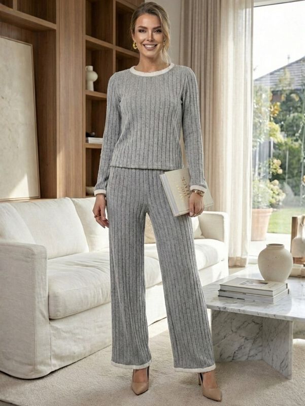 Conjunto 2 Piezas Blusa Manga Larga Y Pantal&oacute;n ... image number null