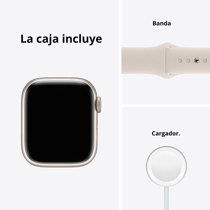 Apple Watch Series 7 Dorado 41 MM Correa Blanco... image number null