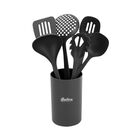 Kit 6 Utensilios Nylon HUNSON No Raya Resistente al Calor color Gris
