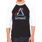 Camiseta Ragl&aacute;n de B&eacute;isbol Word Art Para Hombre - Logo NASA Artemis - Negro Blanco