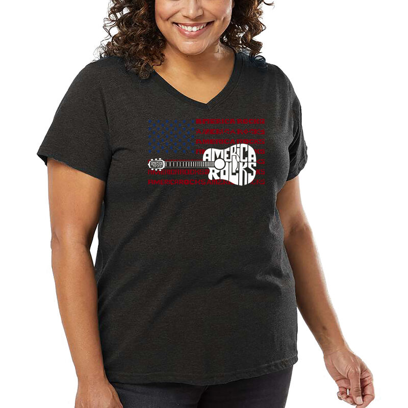 Camiseta De Talla Grande Cuello En V Word Art P... image number null