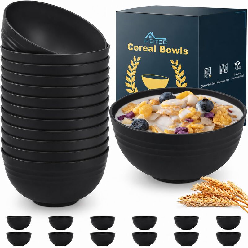 Tazones De Cereal Hotec 739 ml Negro - Pack De ... image number null