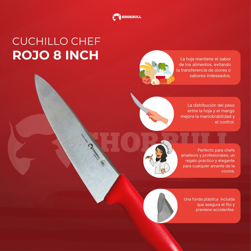 Cuchillo Chef 8 inch Hoja Acero Inoxidable Mang... image number null