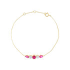 Pulsera De Oro Amarillo 14K Con 11Pts De Diamante Y Rub&iacute; (15.5 + 3 Cm Aprox)