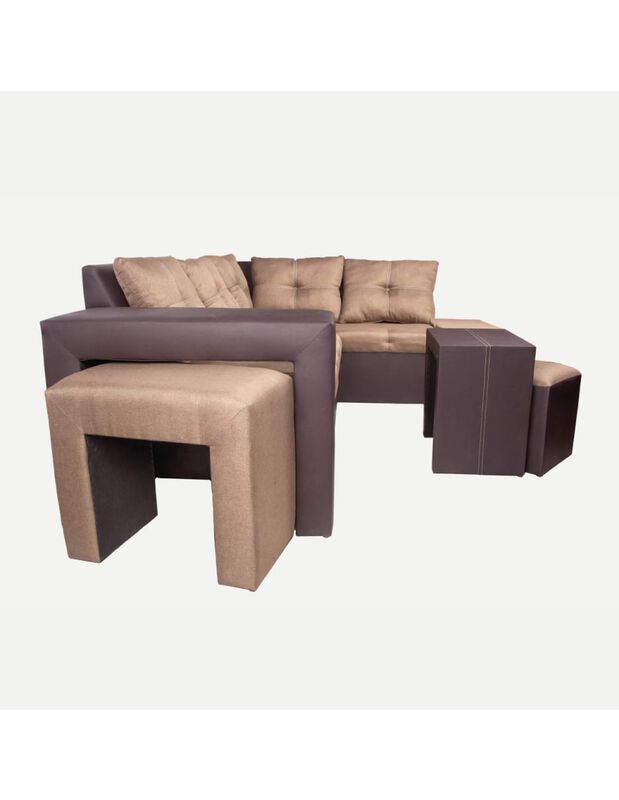 Sala Modular Esquinera Barcelona con Ba&uacute;l Caf&eacute; image number null